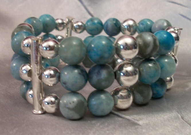 Turquoise and Silver Strands Bracelet